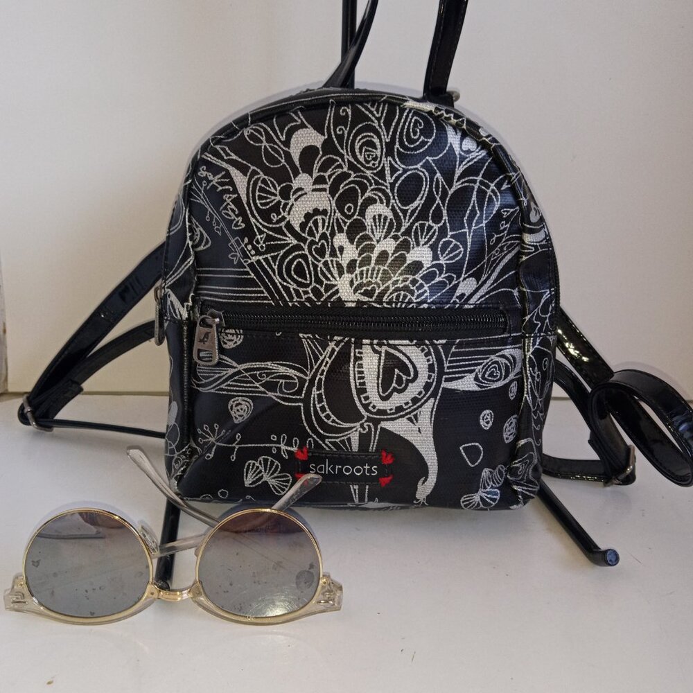 Sakroots Artists Circle Mini Backpack Blk/Gray On… - image 1